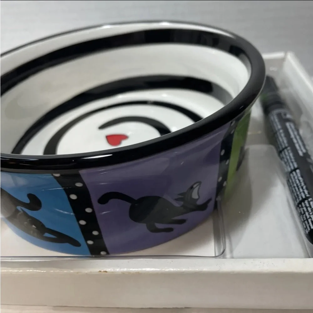 Cat Ceramic Food Water Bowl Do It Yourself Personalized New With Included Marker